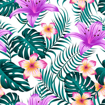 Floral seamless pattern with leaves. tropical background © Fauzan