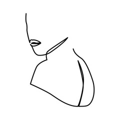 one line continuous drawing half face and body