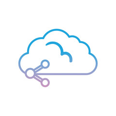 Cloud computing with share gradient style icon vector design
