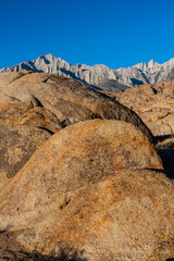 The Eastern Face of Mount Whitney and The Boulders of the Alabama Hills , Alabama Hills National Recreation Area, California, USA
