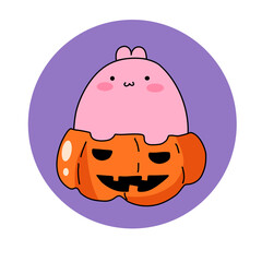 halloween pumpkin with bunny