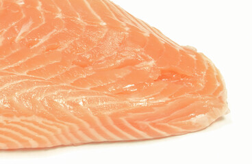 Salmon steak containing omega acids. White background