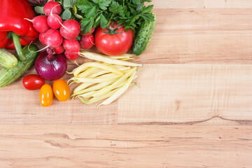 Vegetables containing minerals and vitamins. Best food for slimming and dieting. Copy space for text