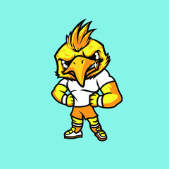 Yellow Eagle Cartoon Sport Mascot