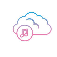 Cloud computing with music note gradient style icon vector design