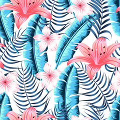 Floral seamless pattern with leaves. tropical background	