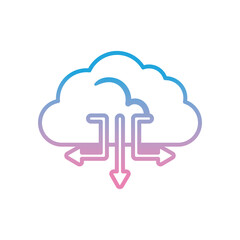 Cloud computing with arrows gradient style icon vector design