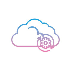 Cloud computing with gear gradient style icon vector design