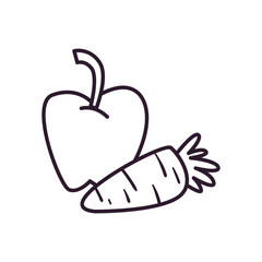 apple and carrot line style icon vector design