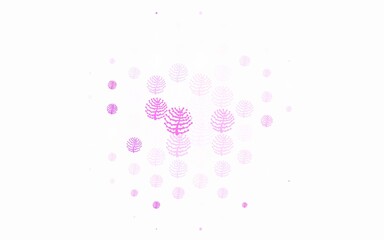 Light Pink vector doodle background with branches, trees.