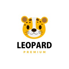 cute cheetah leopard flat logo vector icon illustration