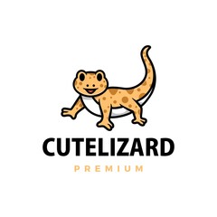 cute lizard cartoon logo vector icon illustration