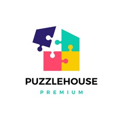 Fototapeta na wymiar puzzle house logo vector icon illustration