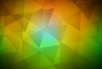 Obraz premium Dark Green, Yellow vector gradient triangles pattern.