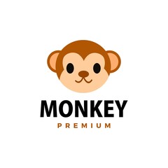 cute monkey flat logo vector icon illustration