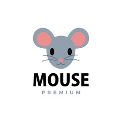cute mouse flat logo vector icon illustration