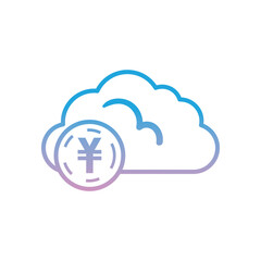Cloud computing with yuan coin gradient style icon vector design