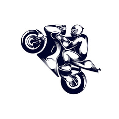 Motorcycle racer sport Logo Design Vector. Silhouette of Motorcycle racer. Template illustration