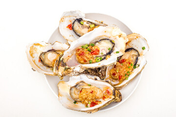 Roasted oysters with minced garlic