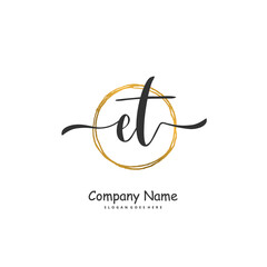 E T ET Initial handwriting and signature logo design with circle. Beautiful design handwritten logo for fashion, team, wedding, luxury logo.
