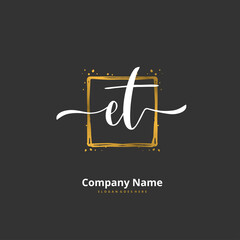E T ET Initial handwriting and signature logo design with circle. Beautiful design handwritten logo for fashion, team, wedding, luxury logo.