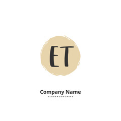 E T ET Initial handwriting and signature logo design with circle. Beautiful design handwritten logo for fashion, team, wedding, luxury logo.