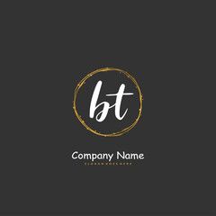 B T BT Initial handwriting and signature logo design with circle. Beautiful design handwritten logo for fashion, team, wedding, luxury logo.