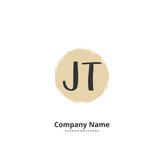 J T JT Initial handwriting and signature logo design with circle. Beautiful design handwritten logo for fashion, team, wedding, luxury logo.