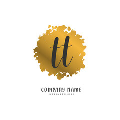 T TT Initial handwriting and signature logo design with circle. Beautiful design handwritten logo for fashion, team, wedding, luxury logo.