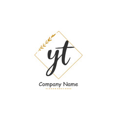 Y T YT Initial handwriting and signature logo design with circle. Beautiful design handwritten logo for fashion, team, wedding, luxury logo.