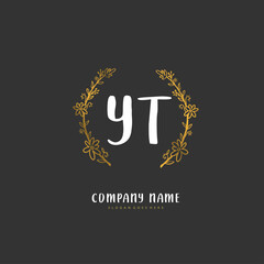 Y T YT Initial handwriting and signature logo design with circle. Beautiful design handwritten logo for fashion, team, wedding, luxury logo.