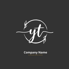 Y T YT Initial handwriting and signature logo design with circle. Beautiful design handwritten logo for fashion, team, wedding, luxury logo.