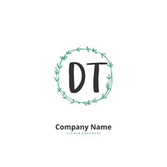 D T DT Initial handwriting and signature logo design with circle. Beautiful design handwritten logo for fashion, team, wedding, luxury logo.