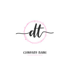 D T DT Initial handwriting and signature logo design with circle. Beautiful design handwritten logo for fashion, team, wedding, luxury logo.