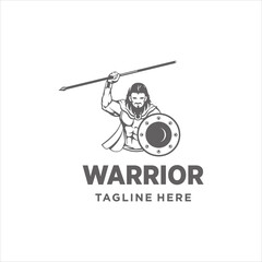 warrior logo design icon vector
