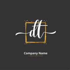 D T DT Initial handwriting and signature logo design with circle. Beautiful design handwritten logo for fashion, team, wedding, luxury logo.