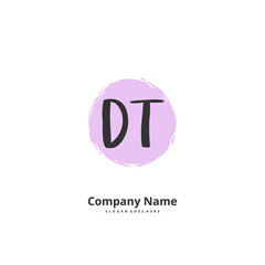 D T DT Initial handwriting and signature logo design with circle. Beautiful design handwritten logo for fashion, team, wedding, luxury logo.