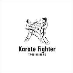 Fast kick fighting karate logo silhouette icon