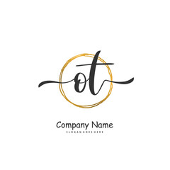 O T OT Initial handwriting and signature logo design with circle. Beautiful design handwritten logo for fashion, team, wedding, luxury logo.