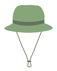 Green fisherman's hat. Panama. Isolated on a white background. Vector illustration.