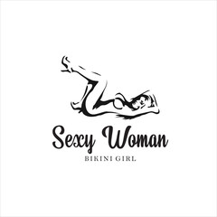 sexy women bikini logo design icon vector
