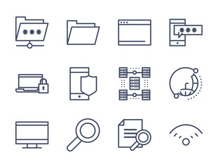 Data line style icon set vector design