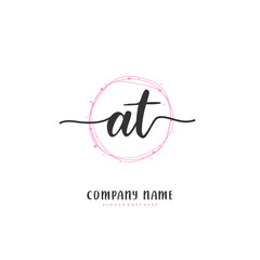 A T AT Initial handwriting and signature logo design with circle. Beautiful design handwritten logo for fashion, team, wedding, luxury logo.