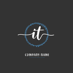 I T IT Initial handwriting and signature logo design with circle. Beautiful design handwritten logo for fashion, team, wedding, luxury logo.