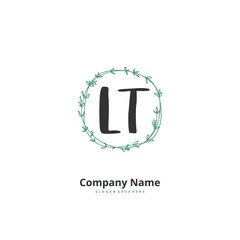 L T LT Initial handwriting and signature logo design with circle. Beautiful design handwritten logo for fashion, team, wedding, luxury logo.