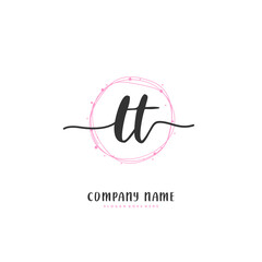 L T LT Initial handwriting and signature logo design with circle. Beautiful design handwritten logo for fashion, team, wedding, luxury logo.