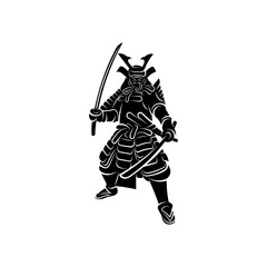 Fototapeta premium Samurai warrior Logo Design Vector. Silhouette of Samurai. Template illustration