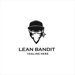 Western Bandit Wild West Cowboy Gangster with Bandana Scarf Mask Logo illustration