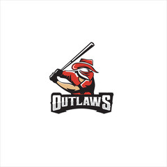 baseball bandits logo design silhouette icon vector