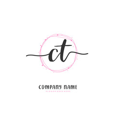 C T CT Initial handwriting and signature logo design with circle. Beautiful design handwritten logo for fashion, team, wedding, luxury logo.